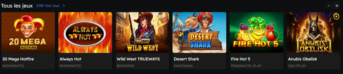 nouveaux jeux de casino au Betzino